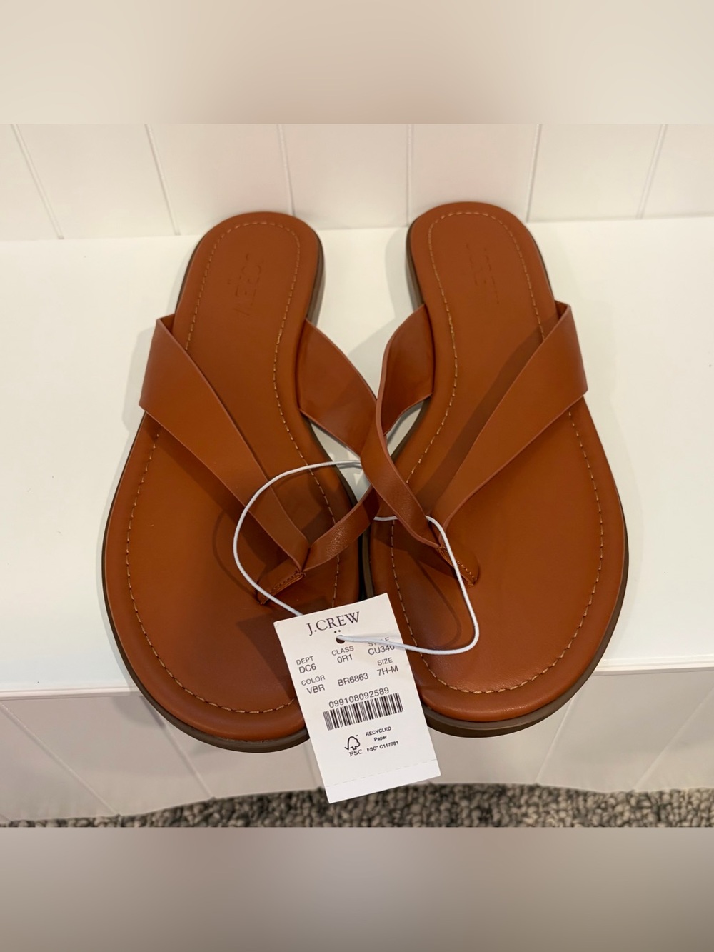 J. Crew Brown Leather Thong Sandals